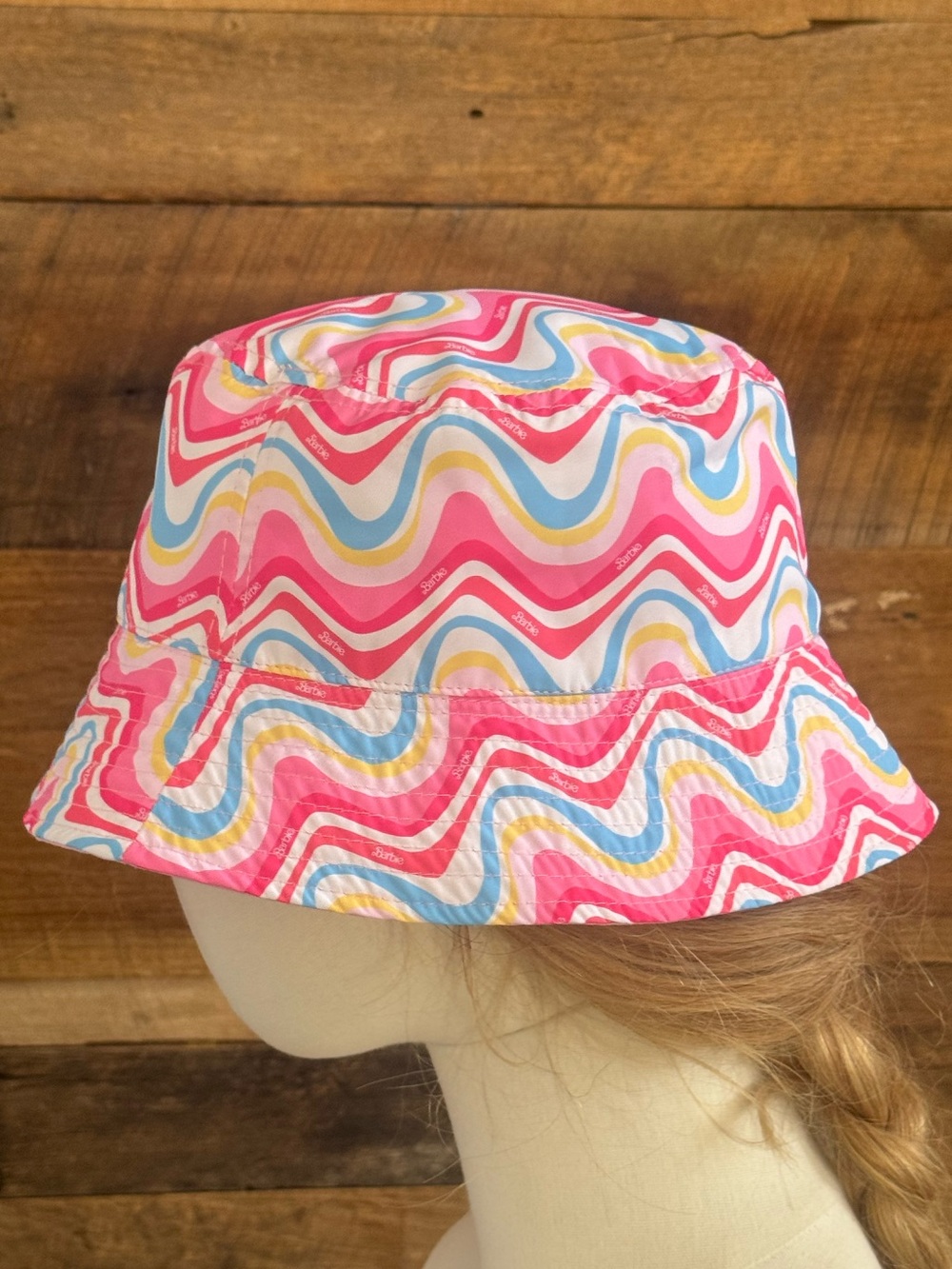 Barbie Multi Color Wavy Stripe Retro Y2K Groovy Festival Summer Bucket Hat Barbi